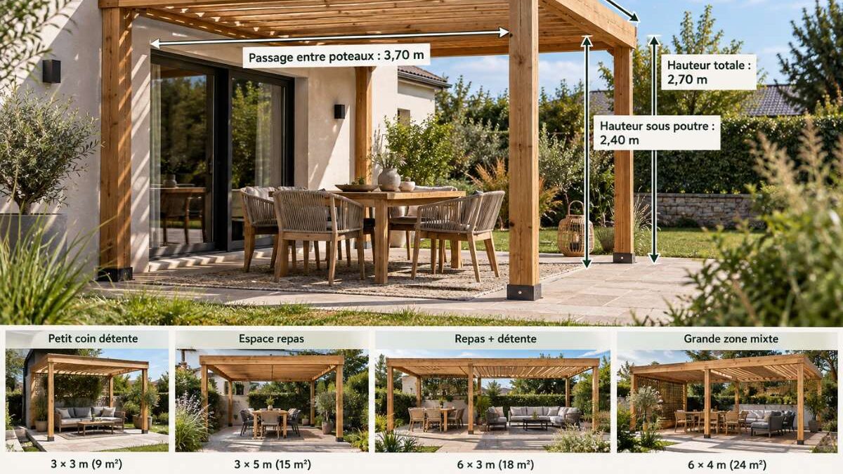 Dimensions pergolas en bois