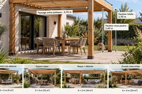 Dimensions pergolas en bois